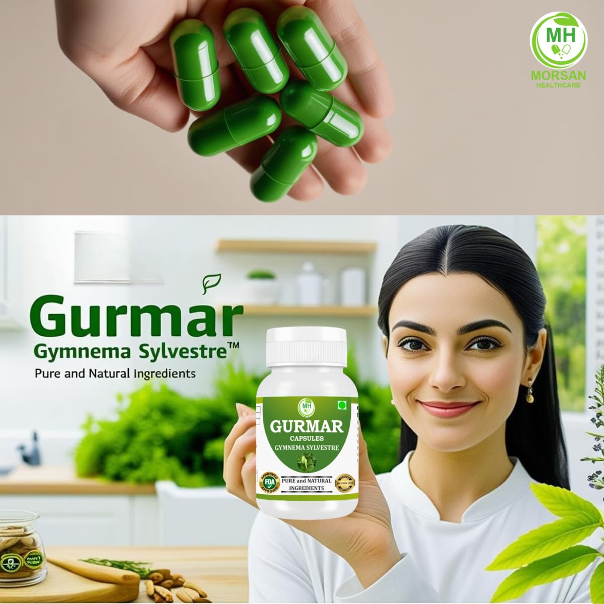 Generic Morsan Healthcare Gurmar (Gymnema sylvestre) 500mg Capsules, 60 Count