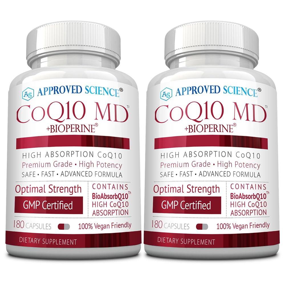 Approved Science CoQ10 MD Extra Strength Pure CoQ10 300mg with BioPerine for Faster Absorption Capsules 360