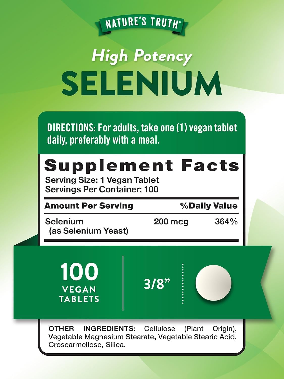 Nature's Truth High Potency Selenium 200 mcg Tablets, 300 Count