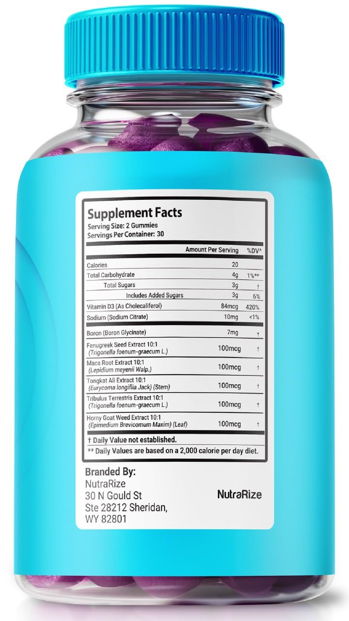 NutraRize Duremax Male Performance Gummies, 60 Gummies
