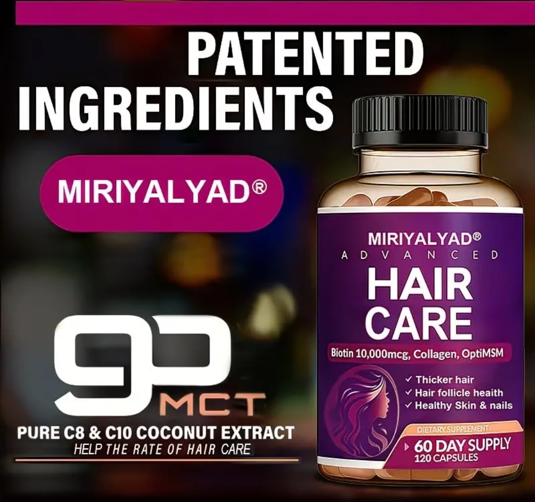Generic Advanced Hair Care Biotin 10,000mcg with Collagen & OptiMSM, Hair, Skin & Nails Support, 60 Capsules