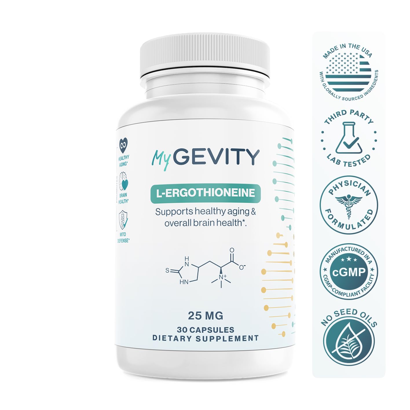 MyGevity Ergothioneine 25mg Capsule, 30 Count