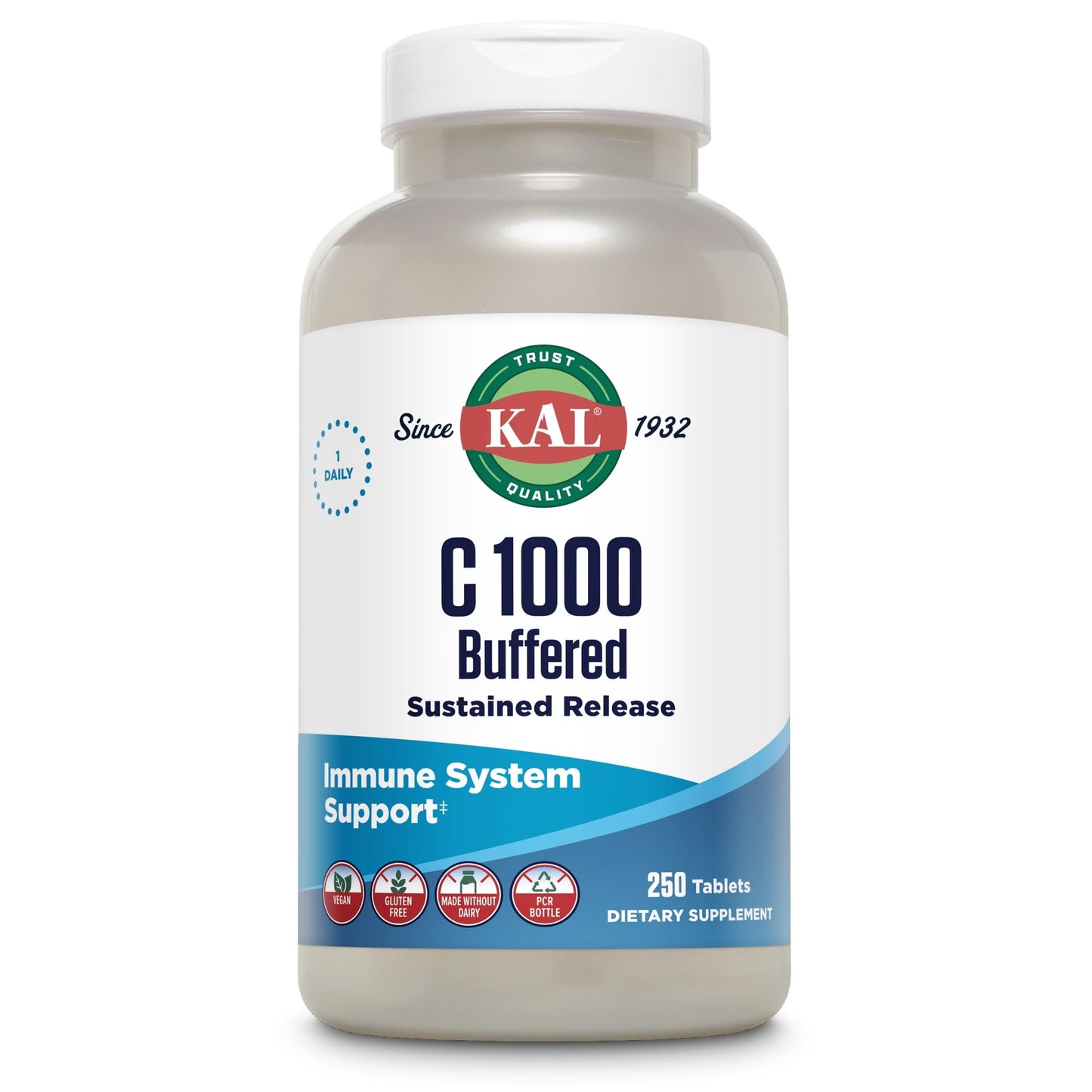 KAL C 1000 Buffered Sustained Release Vitamin C 1000mg, 250 Tablets