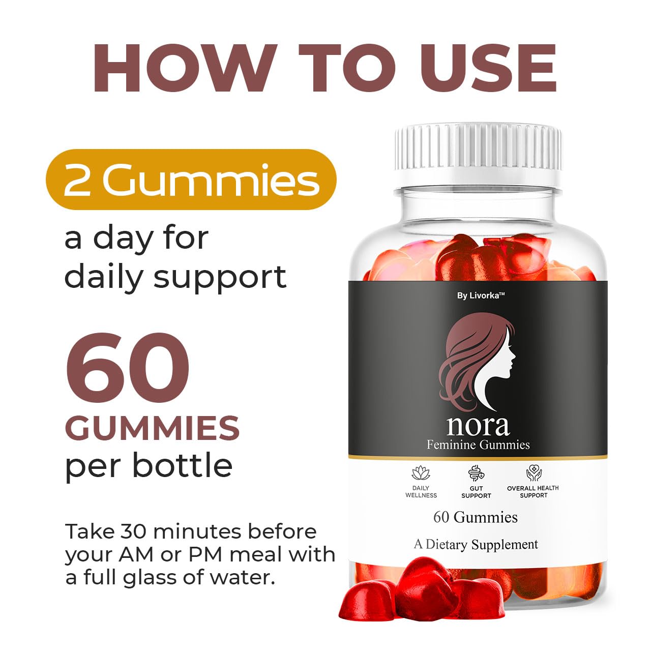 LIVORKA Nora Balance Gummies 60 Count