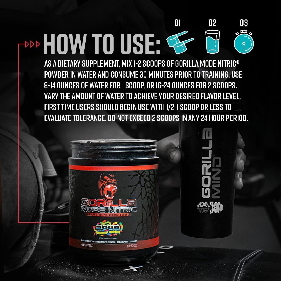 Gorilla Mind Gorilla Mode Nitric Upgraded Stimulant Free Pre-Workout Powder 27.6548 oz