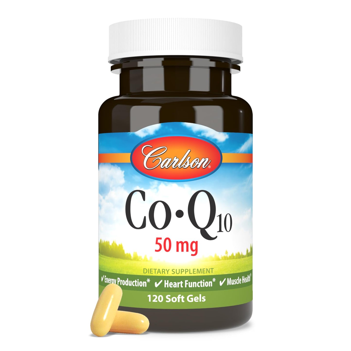Carlson Co-Q10 Co-Enzyme Q10 50 mg Softgels, 120 Softgels