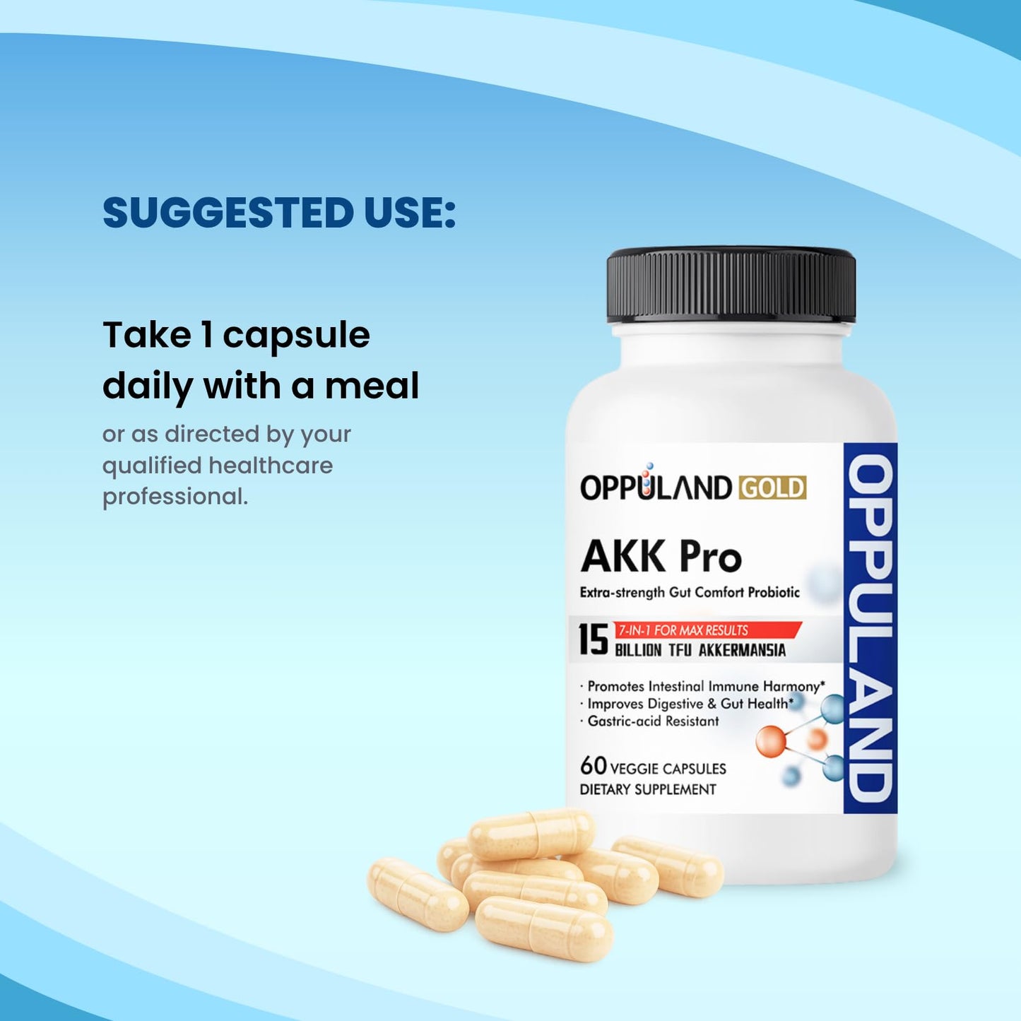 oppuland AKK Pro Akkermansia Muciniphila Probiotic Supplement 60 Capsules