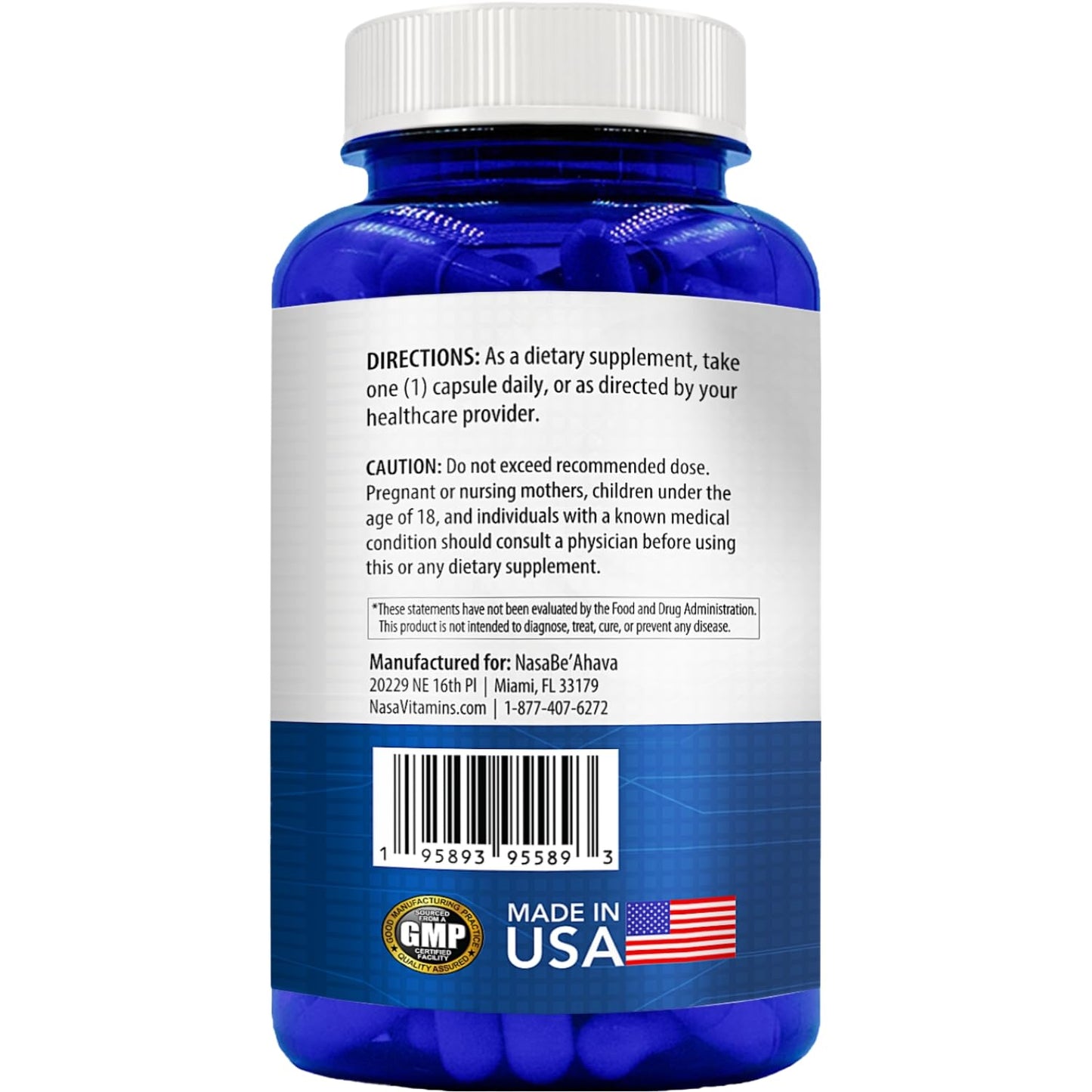NasaBeahava Resveratrol with Vitamin B3 Nicotinamide 500mg NAD+ Precursor and Longevity Complex Capsules, 120