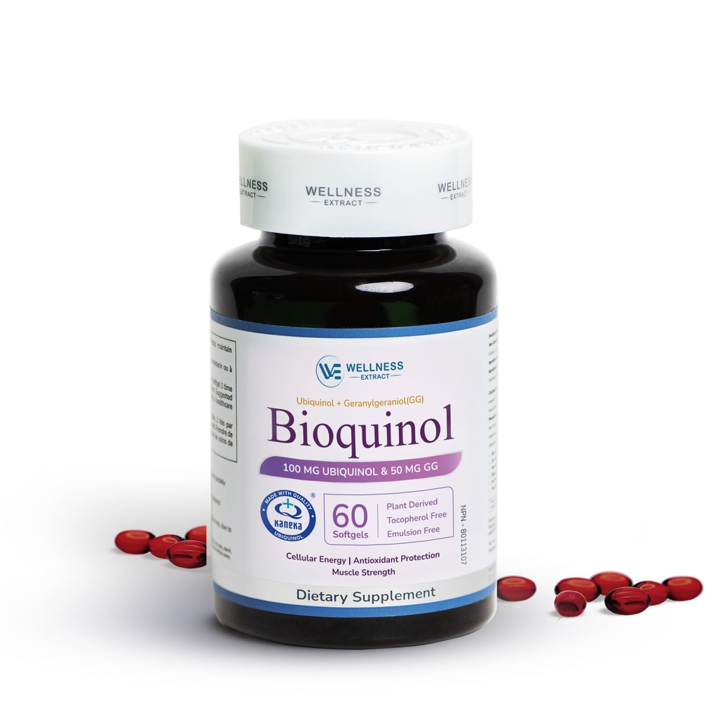 WELLNESS EXTRACT Coenzyme Q10 (CoQ10) Ubiquinol 100mg with GG-Gold Geranylgeraniol 50mg Softgels 60