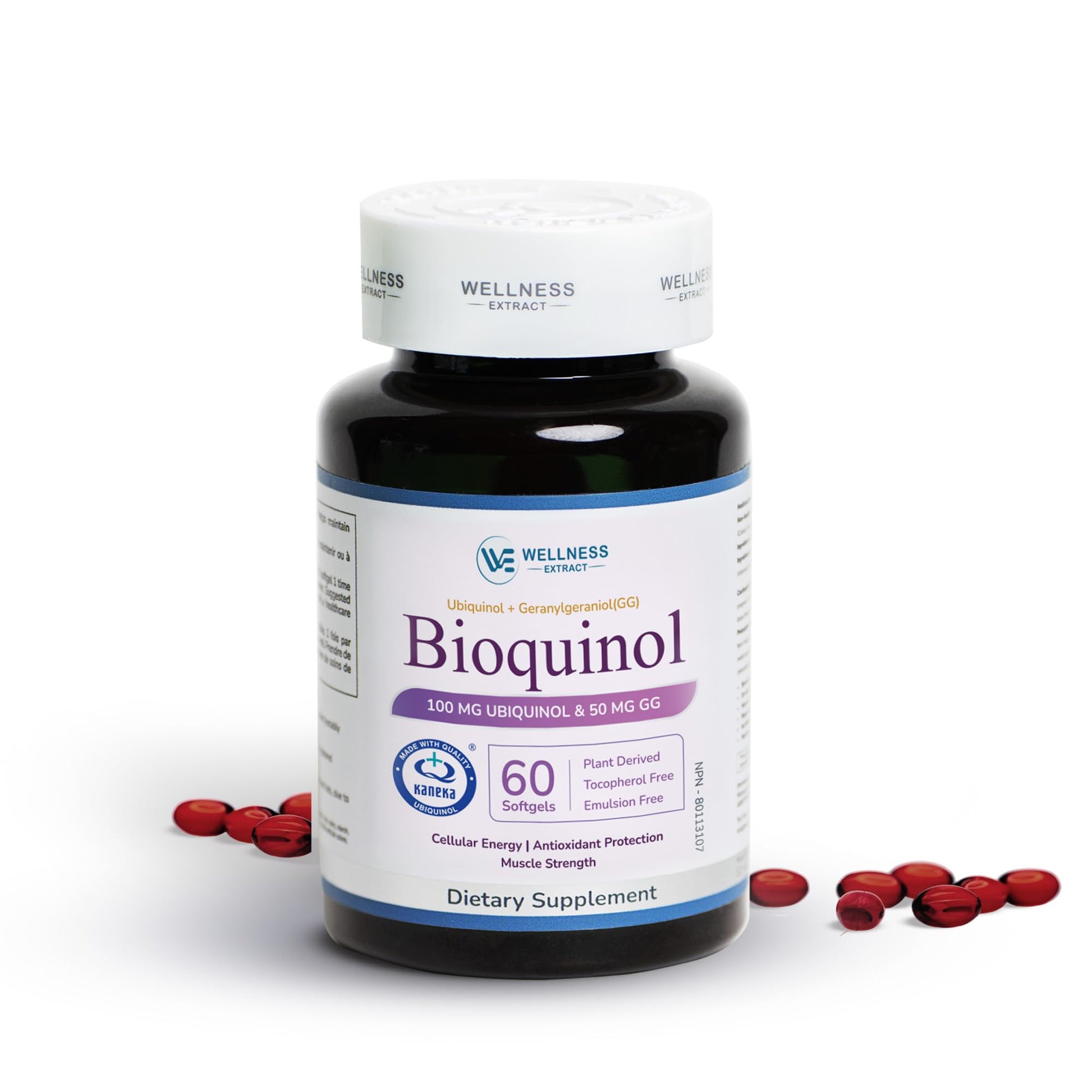 WELLNESS EXTRACT Coenzyme Q10 (CoQ10) Ubiquinol 100mg with GG-Gold Geranylgeraniol 50mg Softgels 60