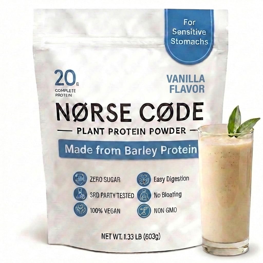 NØRSE CØDE Vanilla Plant-Based Barley Protein Powder, 21.28 oz