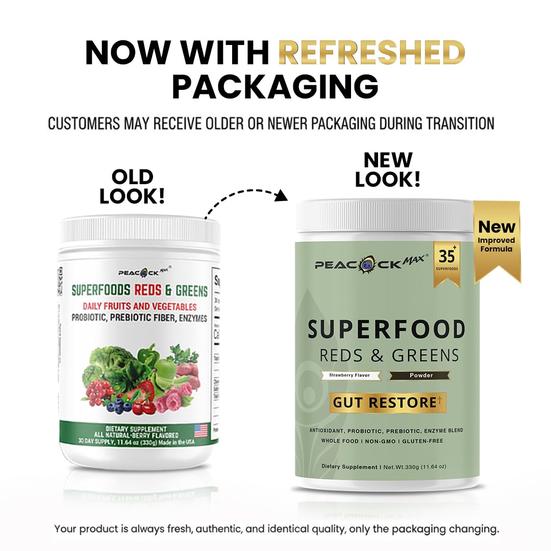 Peacock Max Superfood Reds & Greens Powder, 139.68 oz