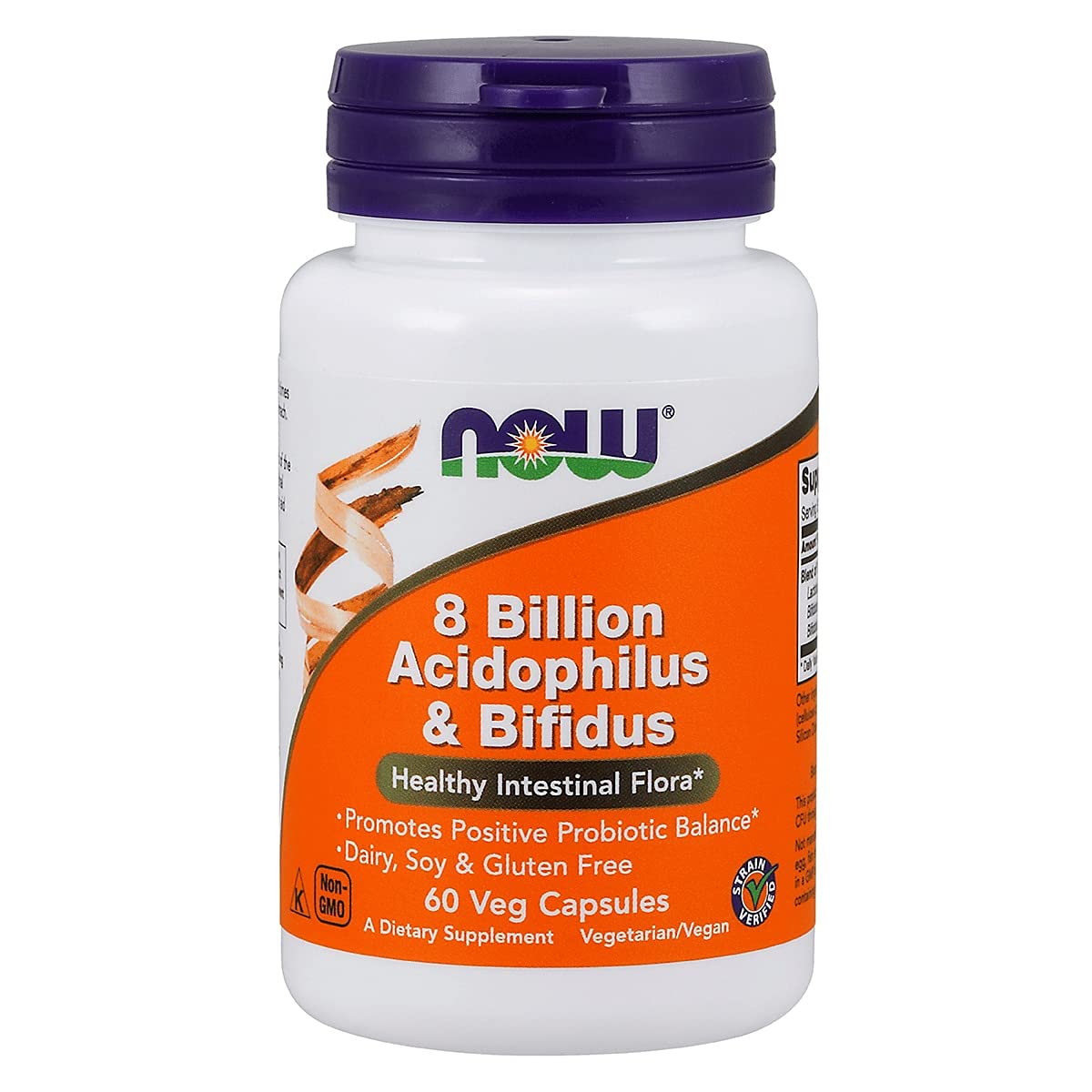 NOW Foods Acidophilus & Bifidus 8 Billion Capsules, 60 Capsules