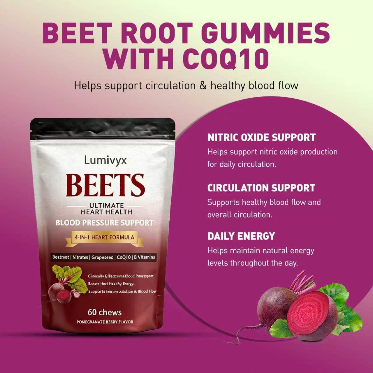 Lumivyx Beet Chews Gummy, 60 Count