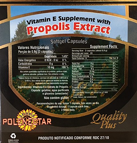 Apiario Polenectar Brazilian Green Bee Propolis Extract Softgel Capsules 300 mg, 16 Count