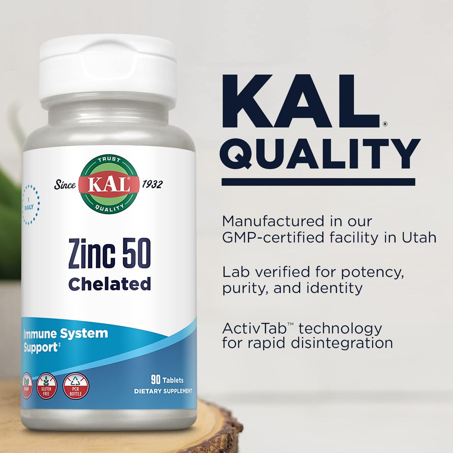 KAL Zinc 50mg Amino Acid Chelate Capsule, 90 Capsules