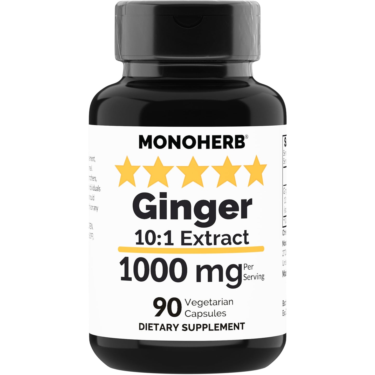 MONOHERB Ginger Extract 1000 mg Capsules, 90 Count