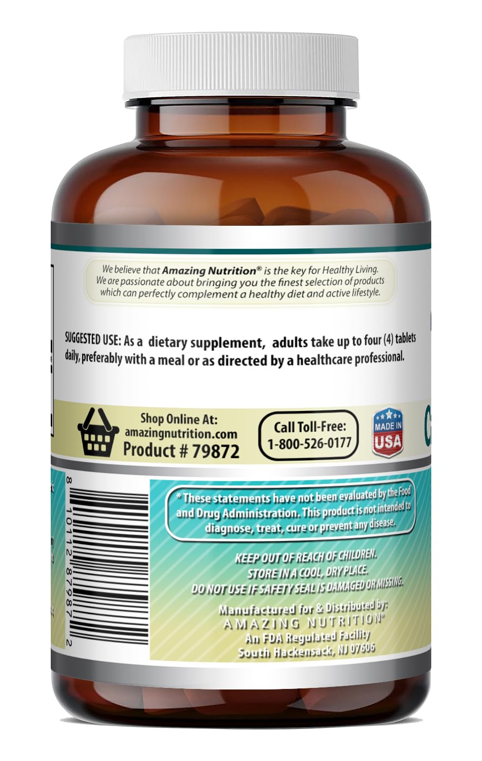 Amazing Nutrition Calcium Citrate Supplement Tablets 120 Count