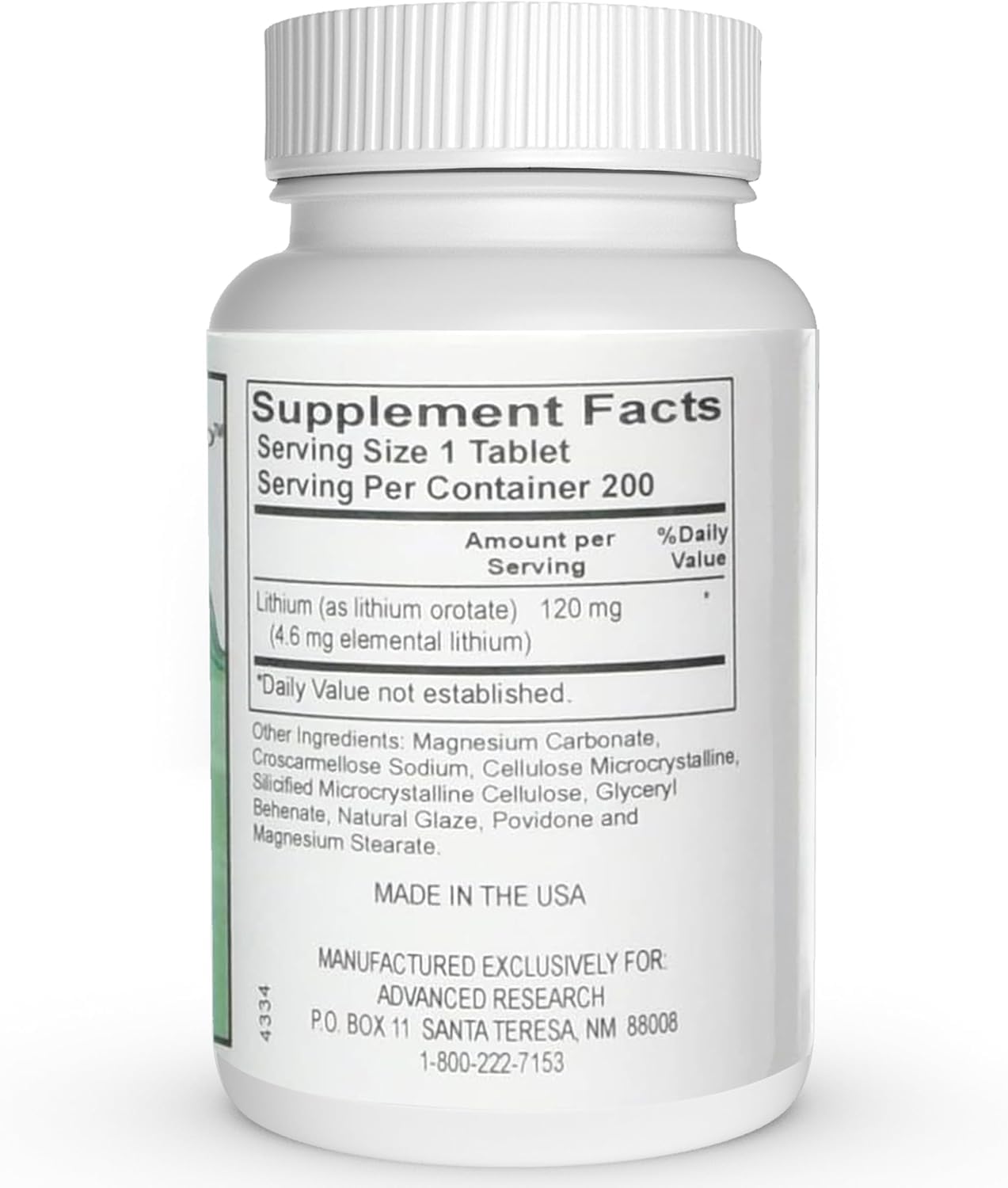 NCI Advanced Research Dr. Hans Nieper Lithium Orotate Tablets, 200 Count