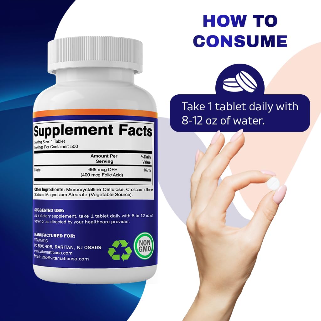 Vitamatic Folic Acid 400 mcg 1000 Tablets