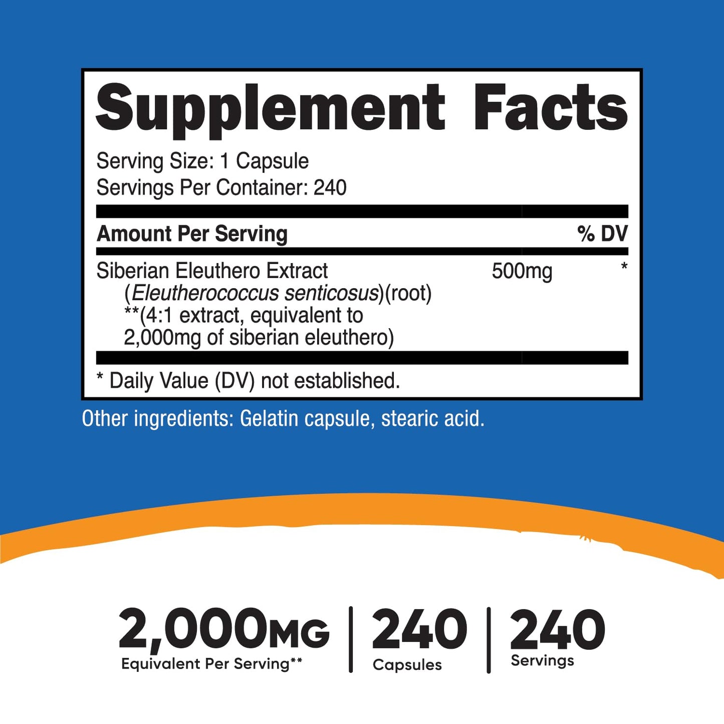 Nutricost Siberian Eleuthero 500mg Capsules, 2 Bottles, Gluten Free & Non-GMO