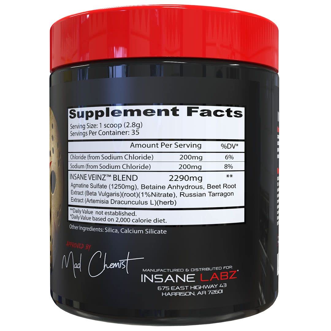Insane Labz Insane Veinz Non Stimulant NO Enhancing Powder, 3.5