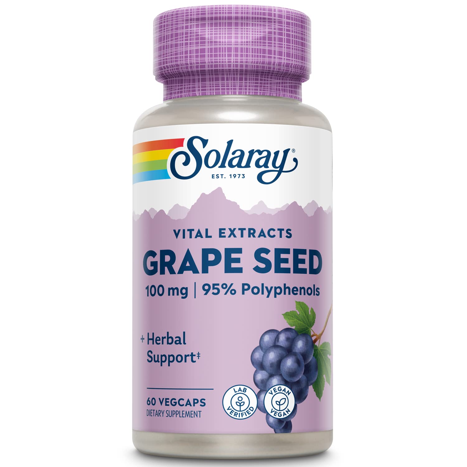 SOLARAY Grape Seed Extract 100 mg Plus Bioflavonoid Complex, 60 Capsules