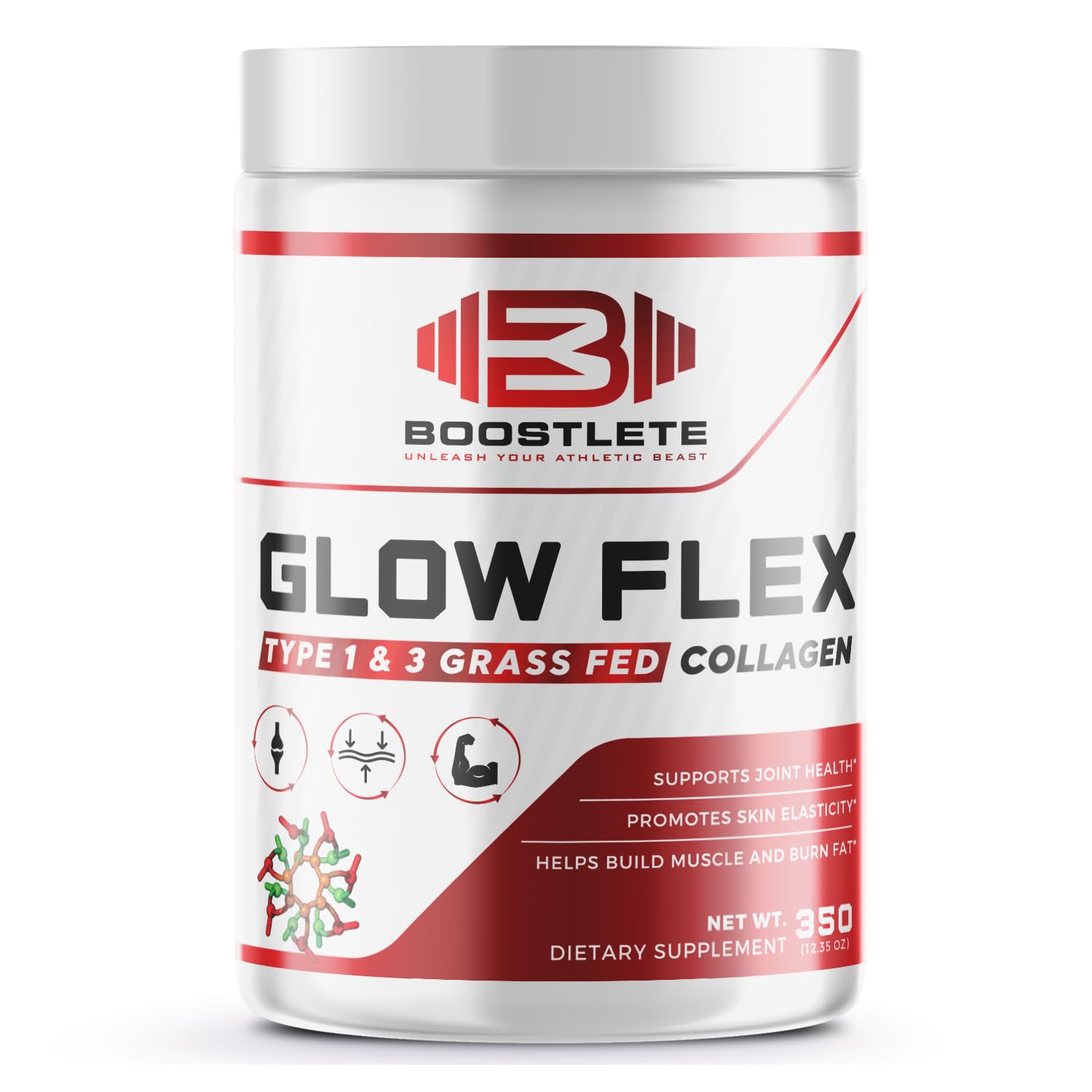 Boostlete GlowFlex Grass-Fed Collagen Peptides Powder 30 Servings