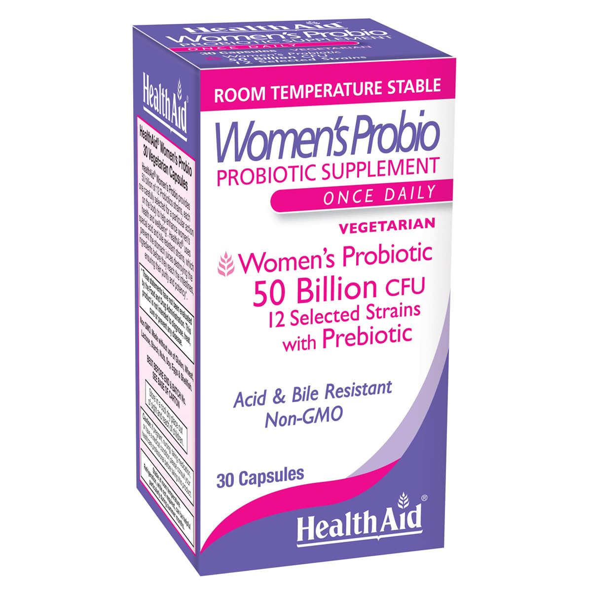 HealthAid Women's Probiotic 50 Billion CFU + Prebiotic Capsule, 30 Count