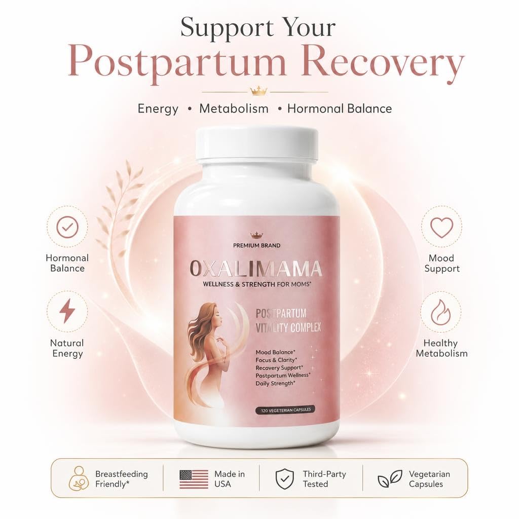 Oxalimama Postpartum Recovery Support Energy, Metabolism & Hormone Balance Capsules, 120 Count
