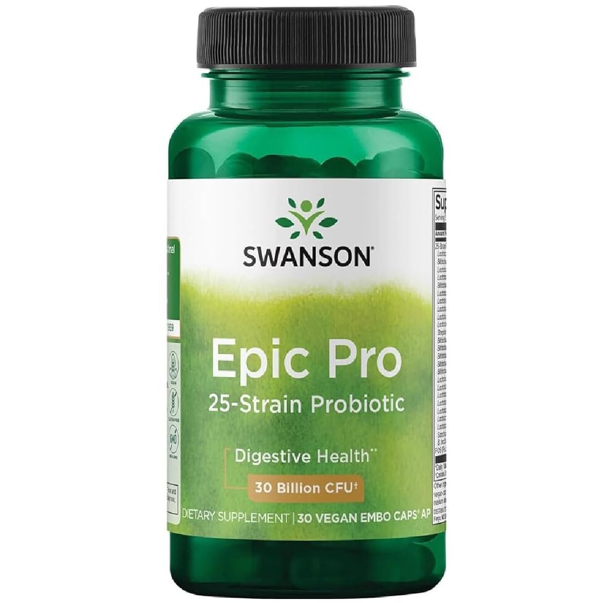 Swanson Epic-Pro 25-Strain Probiotic with Prebiotic FOS Capsules, 30 Count
