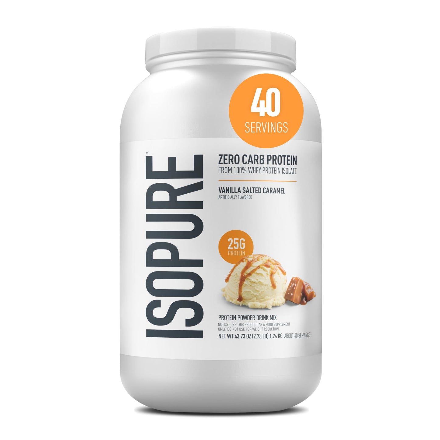 Isopure Zero Carb Whey Isolate Protein Powder Vanilla Salted Caramel 48 Servings