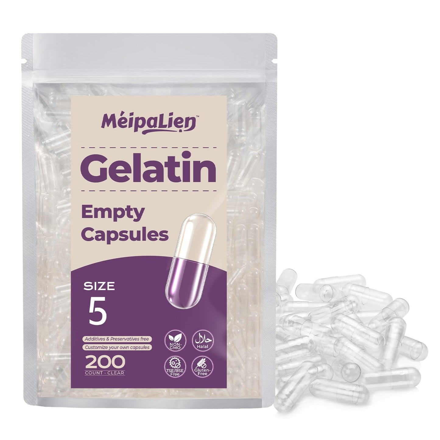 MéipaLien Empty Gelatin Capsules Capsule 200 Count