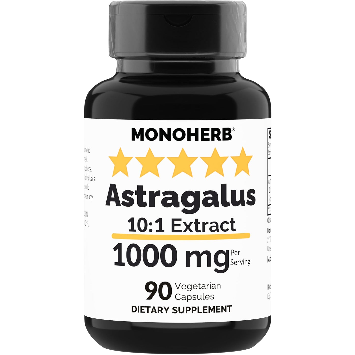 MONOHERB Astragalus Extract 1000 mg Capsules 90 Count