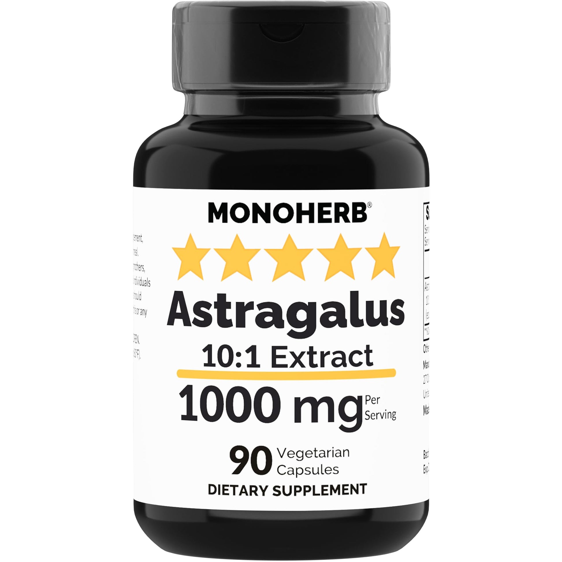 MONOHERB Astragalus Extract 1000 mg Capsules 90 Count