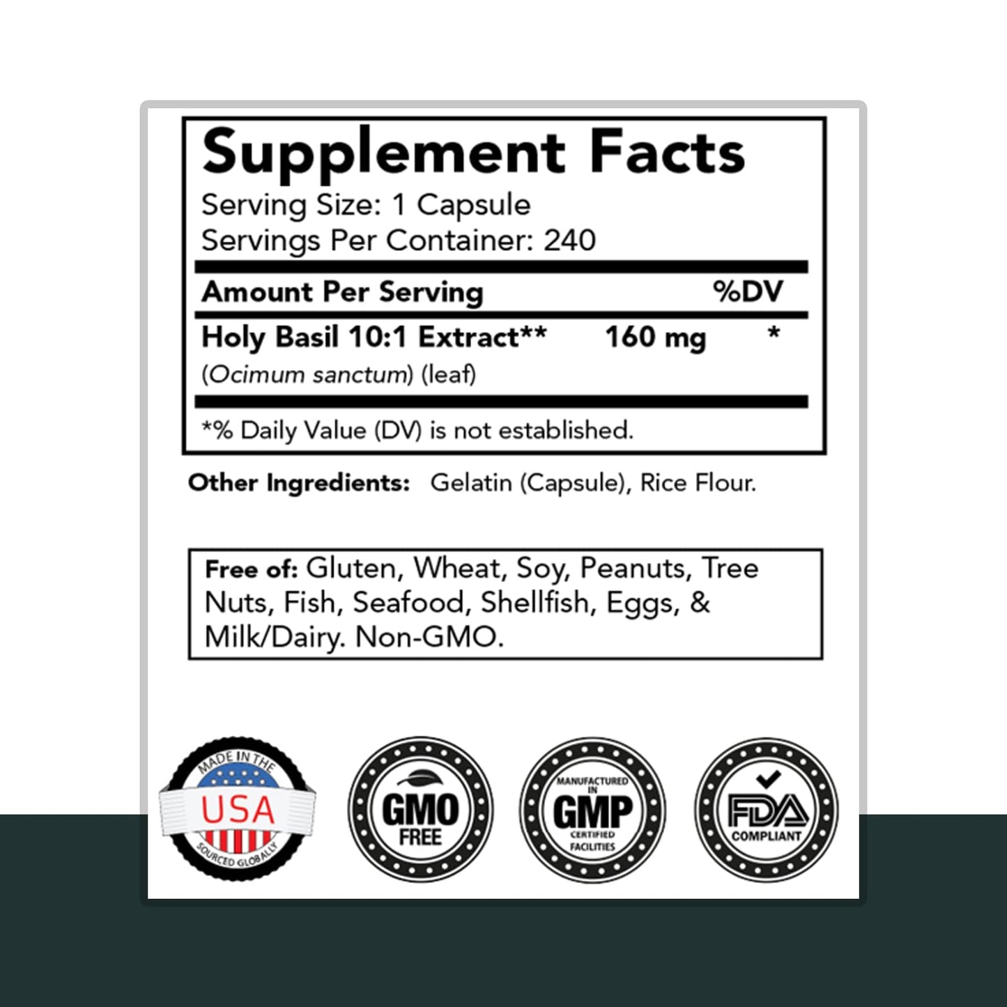 tnvitamins Holy Basil Capsules 240 Count