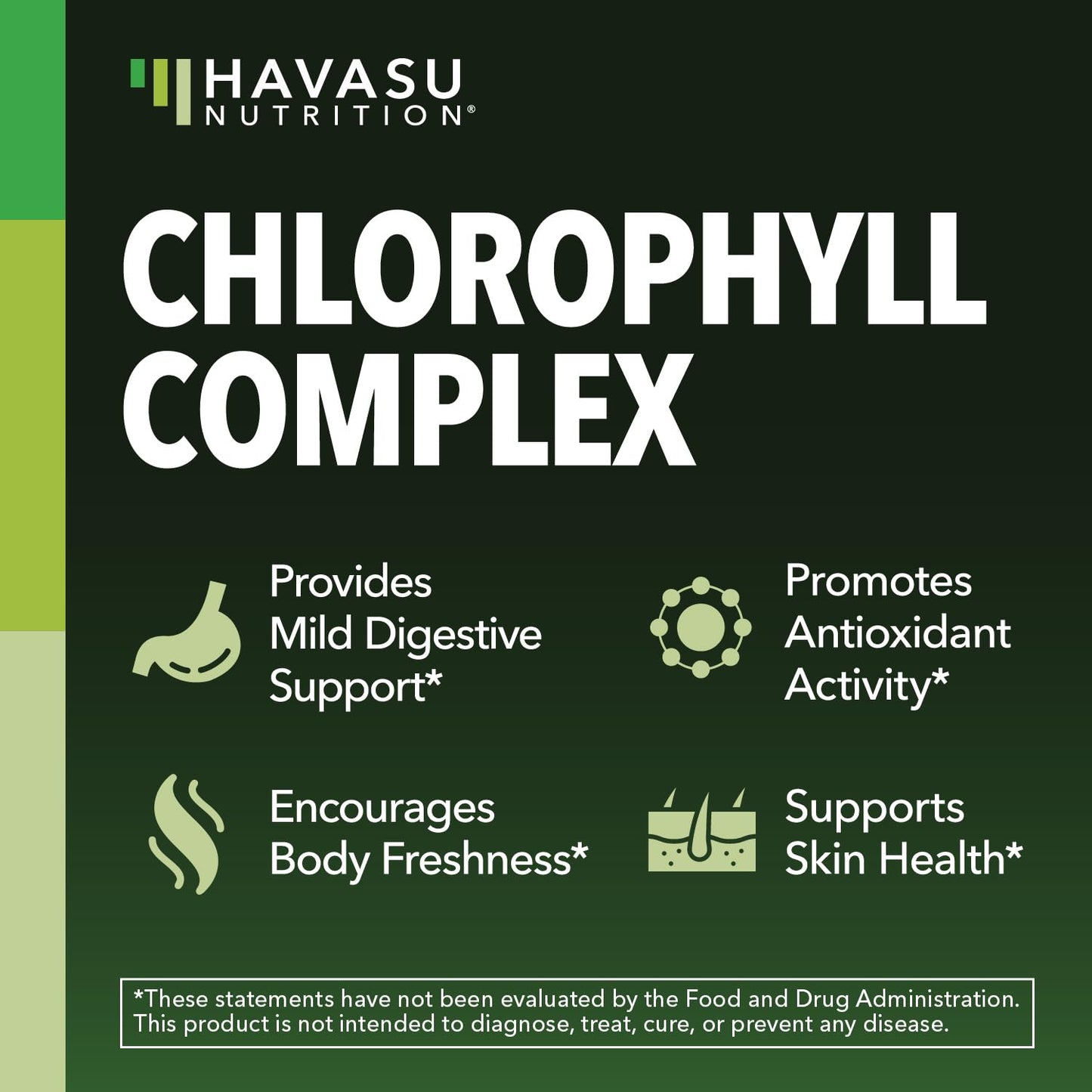 HAVASU NUTRITION Chlorophyll Capsules 150mg per Serving with Parsley, Peppermint & Lemon, 30 Capsules