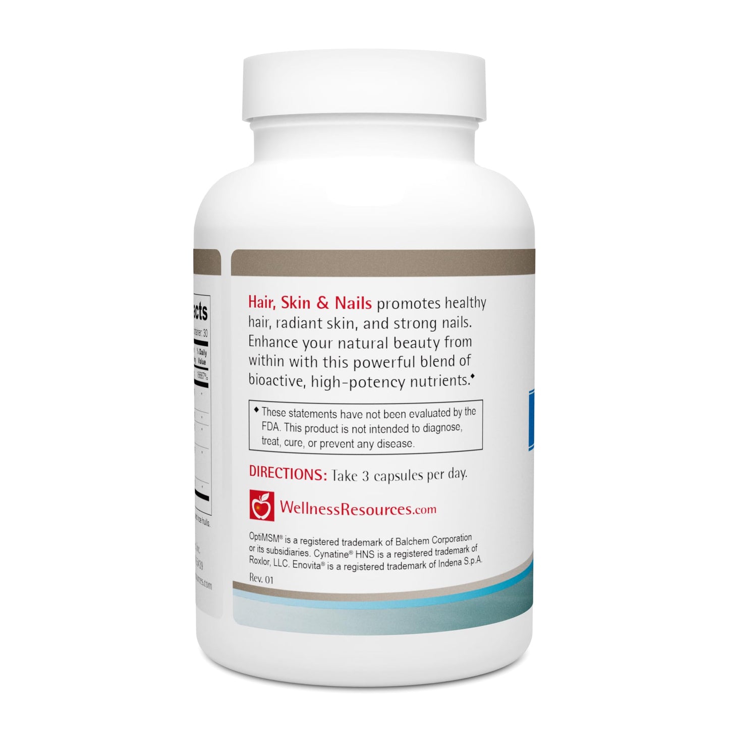 Wellness Resources Hair, Skin & Nails with Biotin, Cynatine HNS Keratin, OptiMSM, Bamboo & Grape Seed Extract – Supplement for Stronger Nails, Healthier Hair & Youthful Skin, 90 Capsules