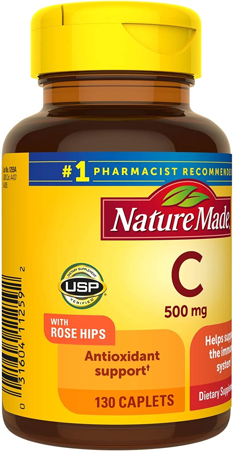Nature Made Vitamin C 500 mg Caplets with Rose Hips, 390 Caplets