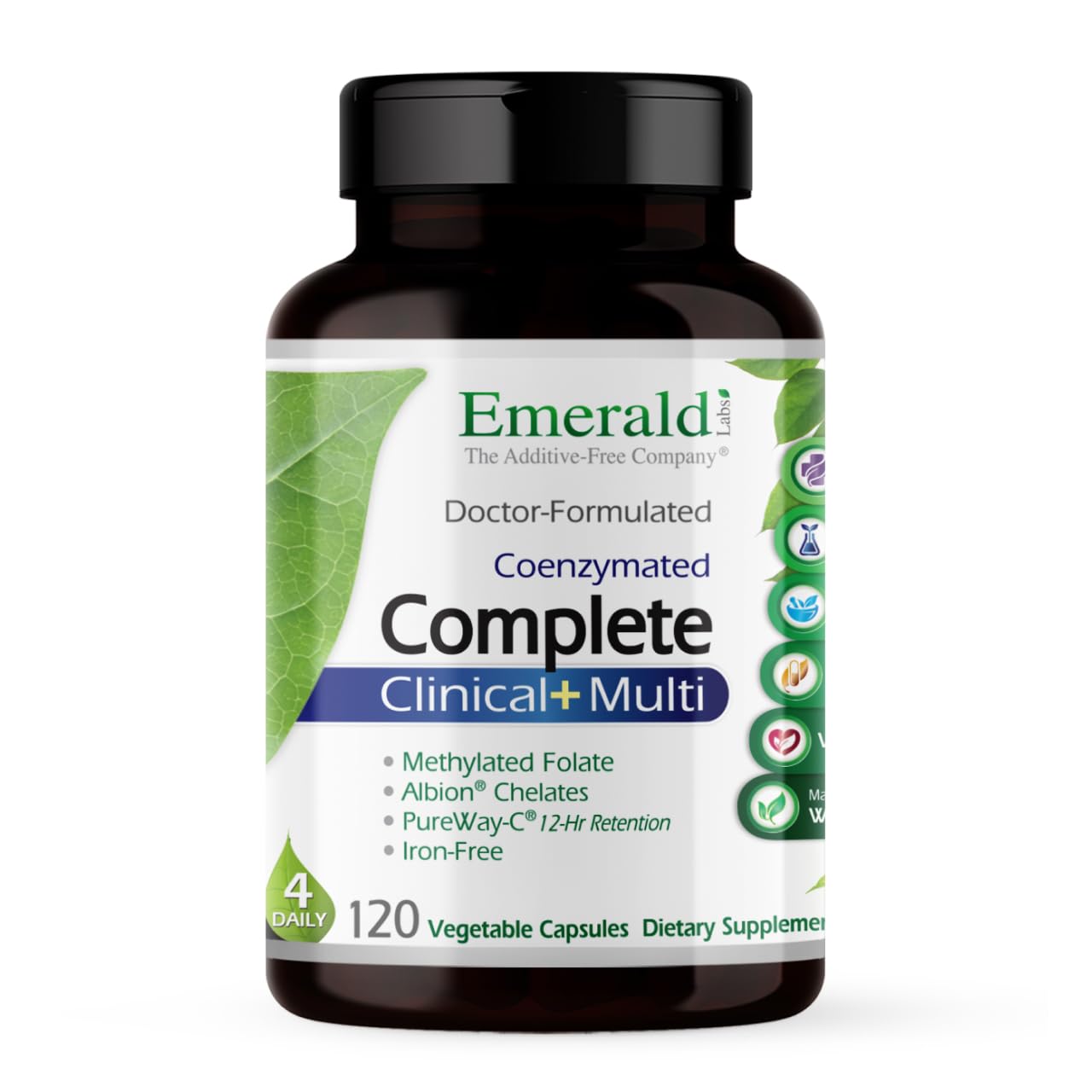 Emerald Labs Complete Clinical Multi - Multivitamin with Methylated Folate, Vitamin D3, Digestive Enzymes & More for Gut Health, Immune Support & More, 120 Capsules