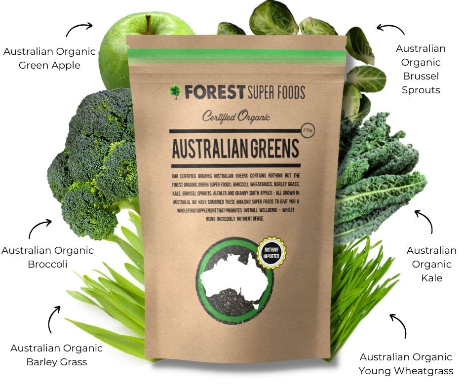 Forest Super Foods Certified Organic Australian Greens Whole Food Blend Powder 8.8 oz