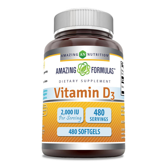 Amazing Nutrition Vitamin D3 2000 IU Supplement Softgel 1 Count