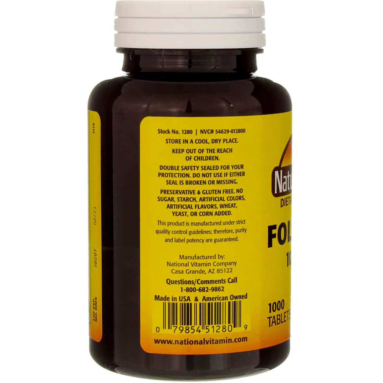 Nature's Blend Folic Acid 1000 mcg, 3000 Tablets