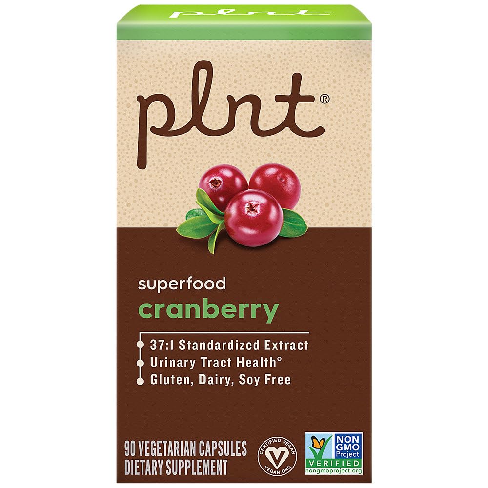 plnt Cranberry Urinary Tract Health 37:1 Standardized Extract Capsules, 90 Count