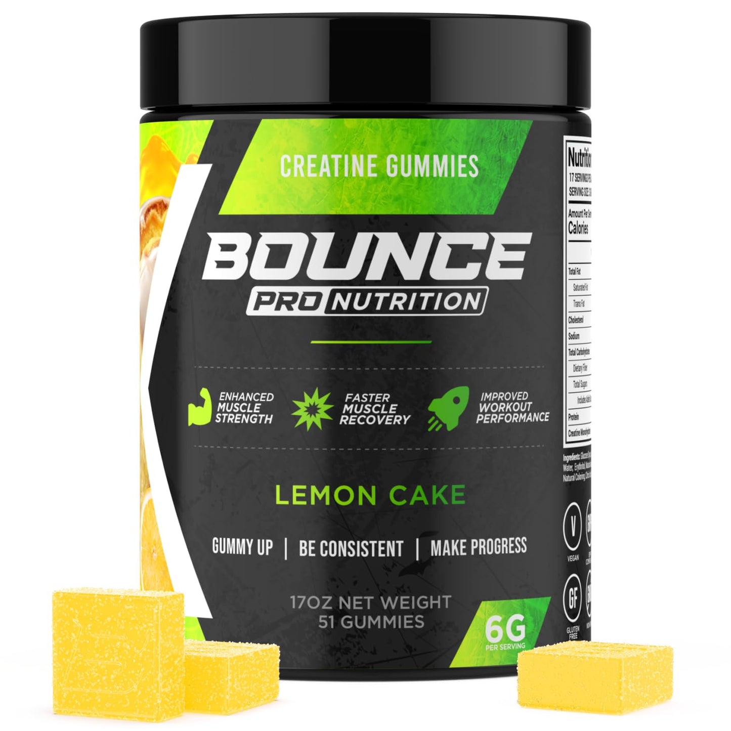 Bounce Pro Creatine Monohydrate Gummies, 51 Count