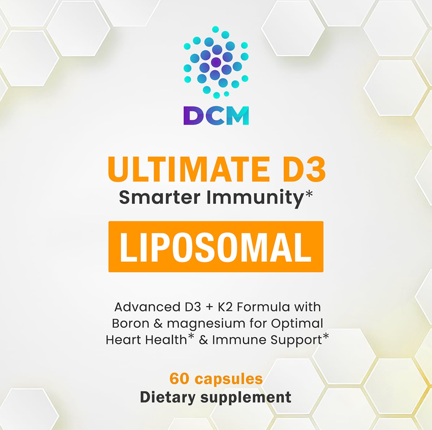 DCM Ultimate D3 Liposomal Vitamin D3 + K2 5000 IU with Boron & Magnesium – High Absorption Immune & Heart Health Support, 60 Capsules