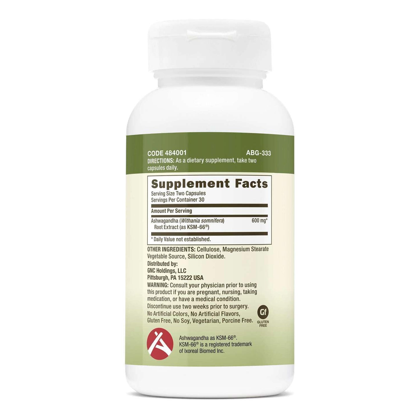 GNC Herbal Plus Ashwagandha 600mg Capsule, 60 Count