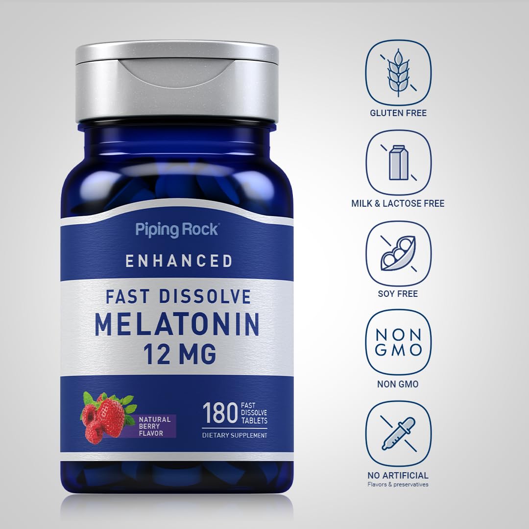 Piping Rock Melatonin 12 mg Tablets, 180 Count