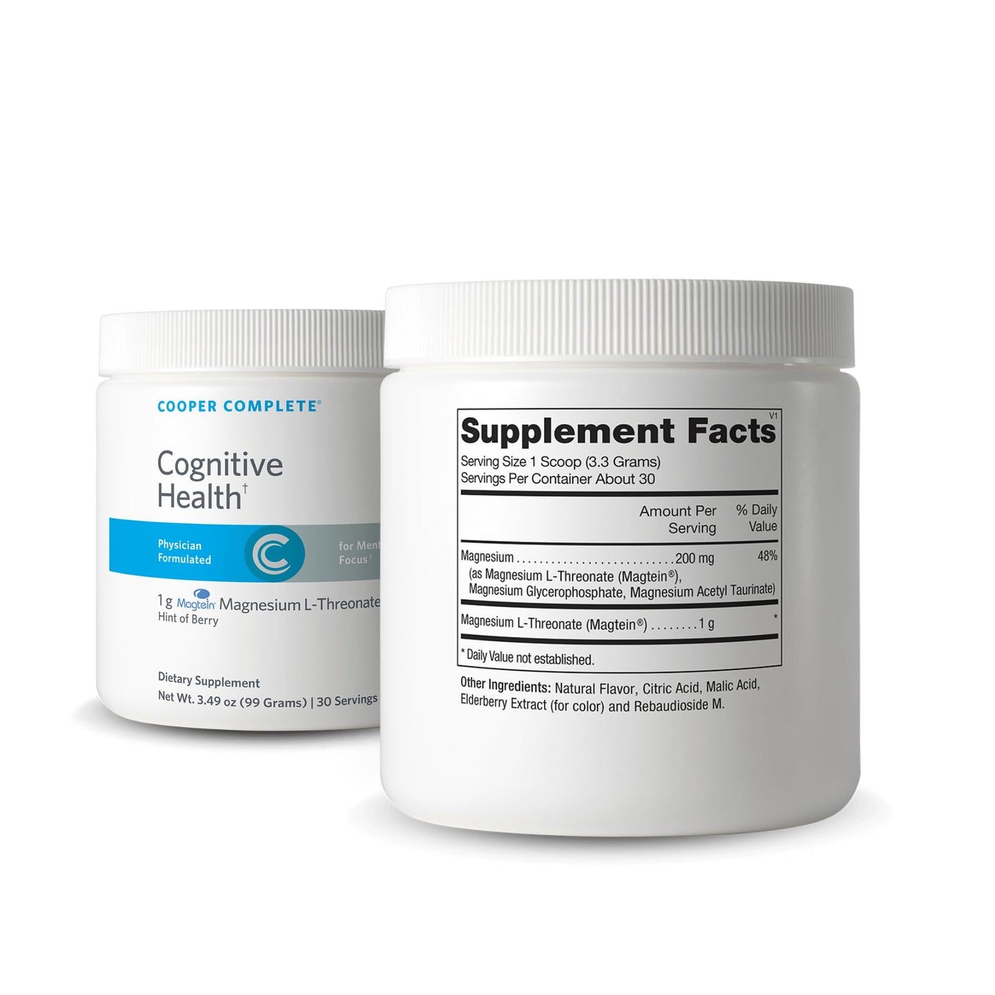 Cooper Complete Cognitive Health Magnesium L-Threonate Powder, Berry Flavor, 3.49 Ounce