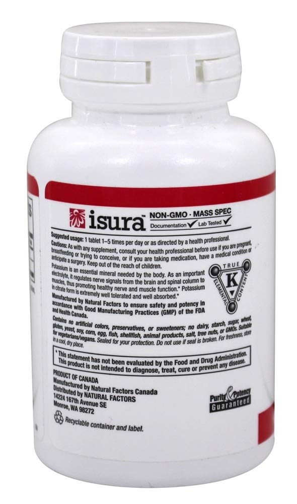 Natural Factors Potassium Citrate 99mg Tablets, 180 Count